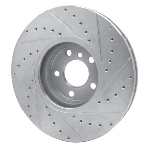 BMW X5 Brake Rotor (1) - Front Left - R1 Concepts - Drilled & Slotted - Silver - `02-`06